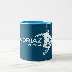 Avoriaz France Snowboarder Two-Tone Coffee Mug