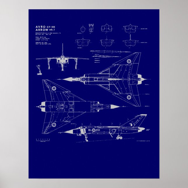 Avro Arrow Blueprint Poster (Front)