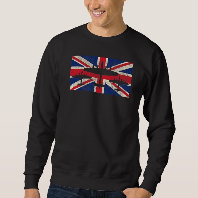 Avro Lancaster Wwii British Bomber Plane Union Jac Sweatshirt (Front)