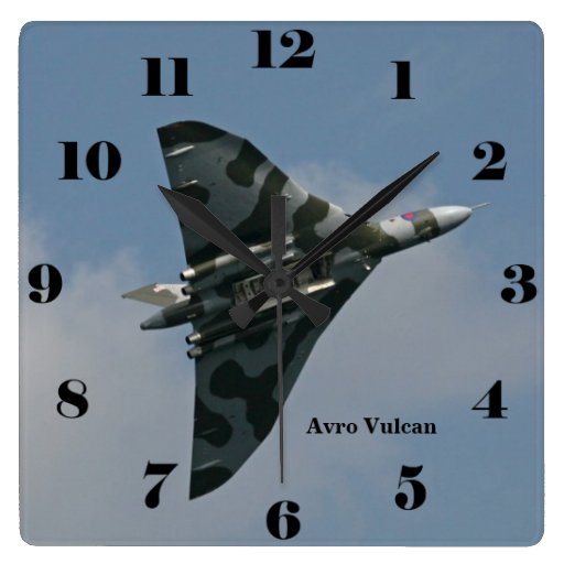 Image of Avro Vulcan Delta Wing Bomber all numbers Square Wall Clock