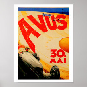 AVUS ~ Vintage Race Car Track Berlin Germany Poster