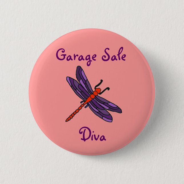 AW- Garage Sale Diva Dragonfly Button (Front)