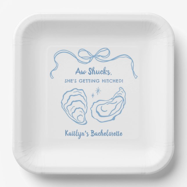 Aw Shuck Oyster Coastal Bachelorette Party Paper Plate (Front)