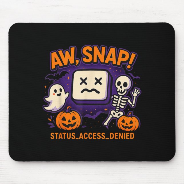 Aw Snap Spooky Ghost Skeleton Pumpkin Error Mouse Mat (Front)