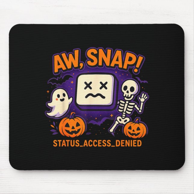 Aw snap spooky ghost skeleton pumpkin error mouse mat (Front)