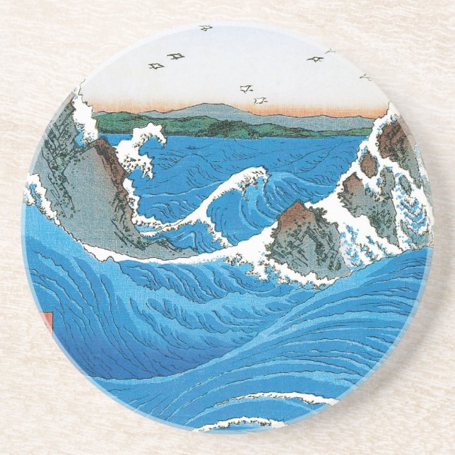 Awa Province, Naruto Whirlpools by Ando Hiroshige Coaster (Front)