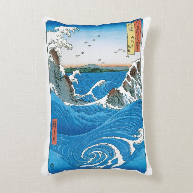 Awa Province, Naruto Whirlpools by Ando Hiroshige Decorative Cushion (Front(Vertical))