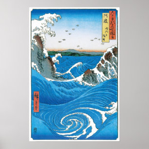 Awa Province, Naruto Whirlpools by Ando Hiroshige Poster
