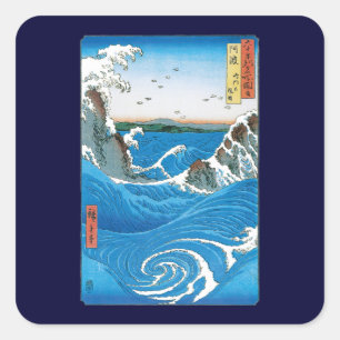 Awa Province, Naruto Whirlpools by Ando Hiroshige Square Sticker