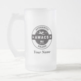 AWACS Circle Badge Frosted Glass Beer Mug