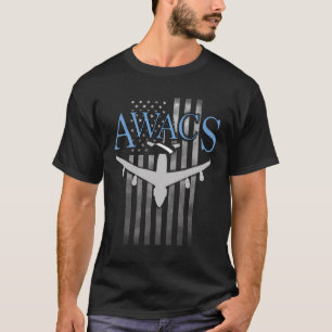 Awacs On Faded Us Flag T-Shirt