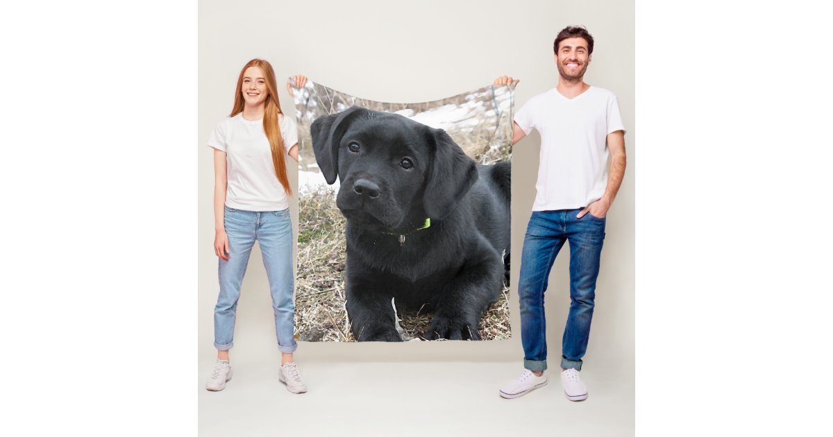 Awaiting Spring Labrador Puppy Black Lab Fleece Blanket Zazzle