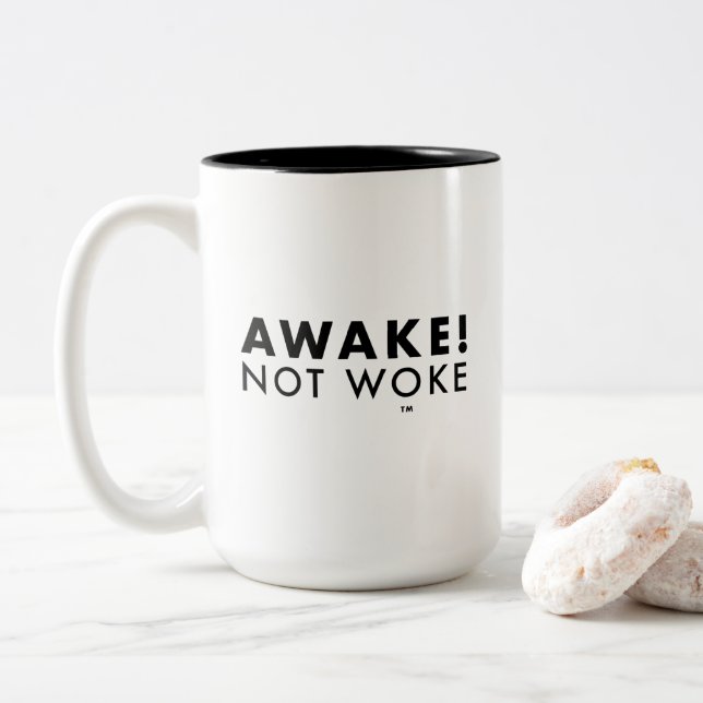 Awake! Not Woke™ LOGO Two-Tone Mug (With Donut)