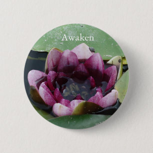 Awaken Lotus Flower Photo Round Badge