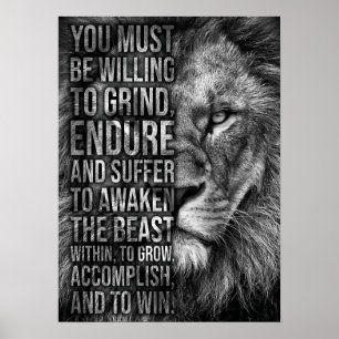 Awaken The Beast Within - Lion Hustle Poster