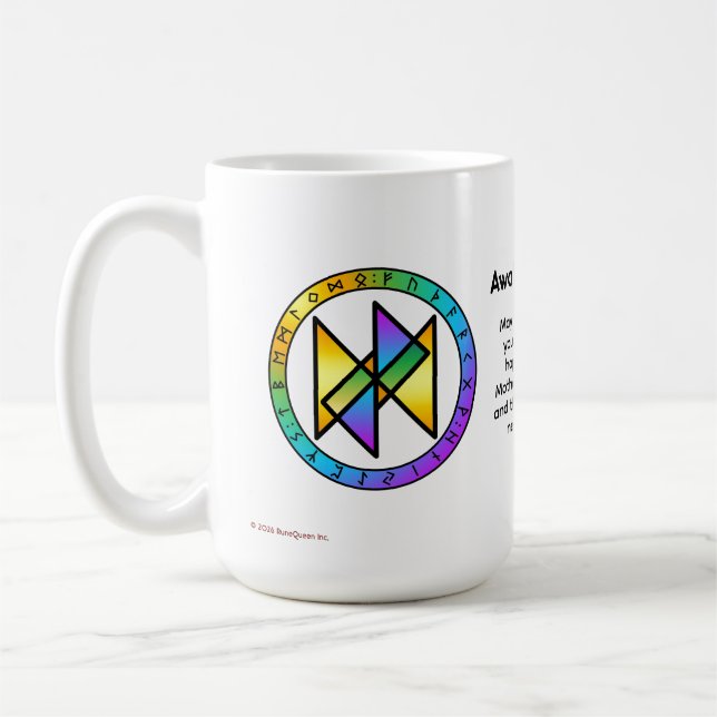 Awaken to Joy! Bind Rune 15 oz. Mug (Left)