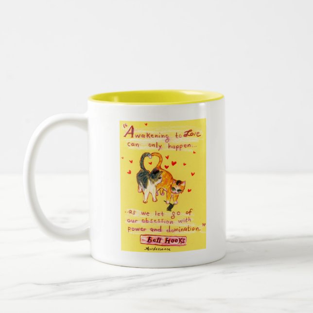 Awakening to Love bell hooks cats mug (Left)