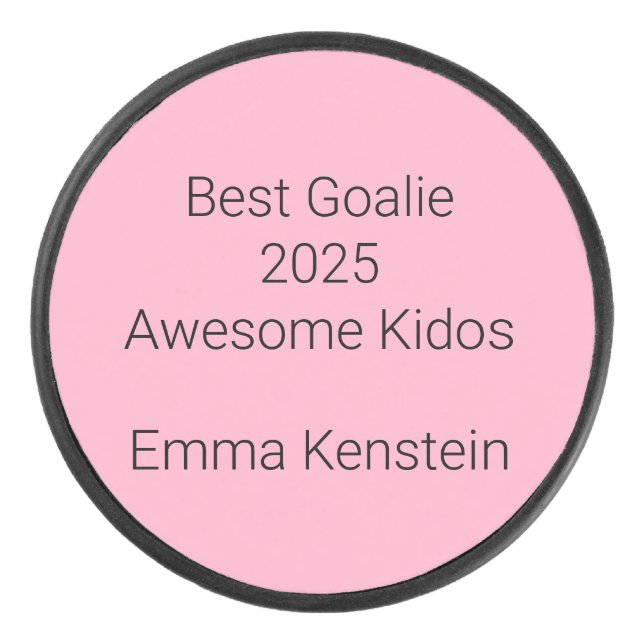 Award in Carnation Pink:  Hockey Puck (Front)