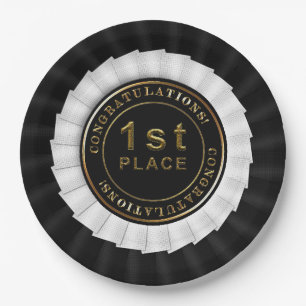 Award Ribbon,Black-1st Place-PAPER PLATES