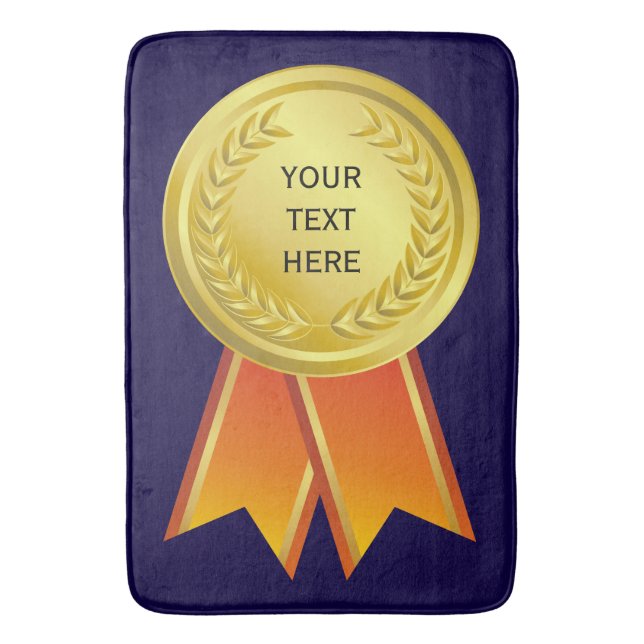 AWARD RIBBON gold I + your backgr. & text Bath Mat (Front Vertical)