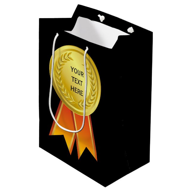 AWARD RIBBON gold I + your backgr. & text Medium Gift Bag (Front Angled)
