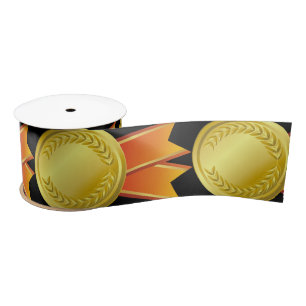 AWARD RIBBON gold I + your backgr. & text Satin Ribbon