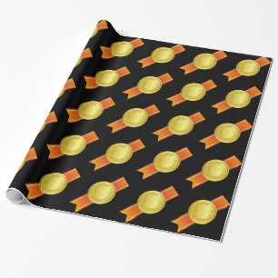 AWARD RIBBON gold II + your backgr. & text Wrapping Paper