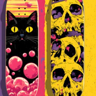 Award-Winning Skateboard Purple Clouds on Yellow