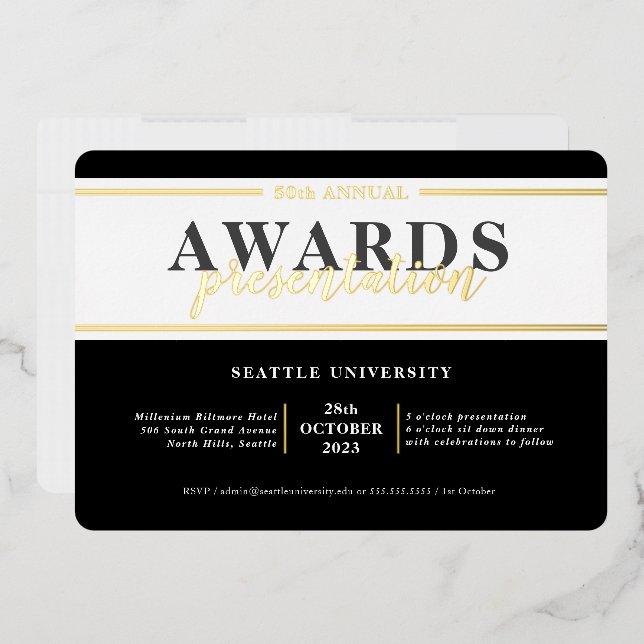 AWARDS DINNER modern event simple black tie gold (Envelope)