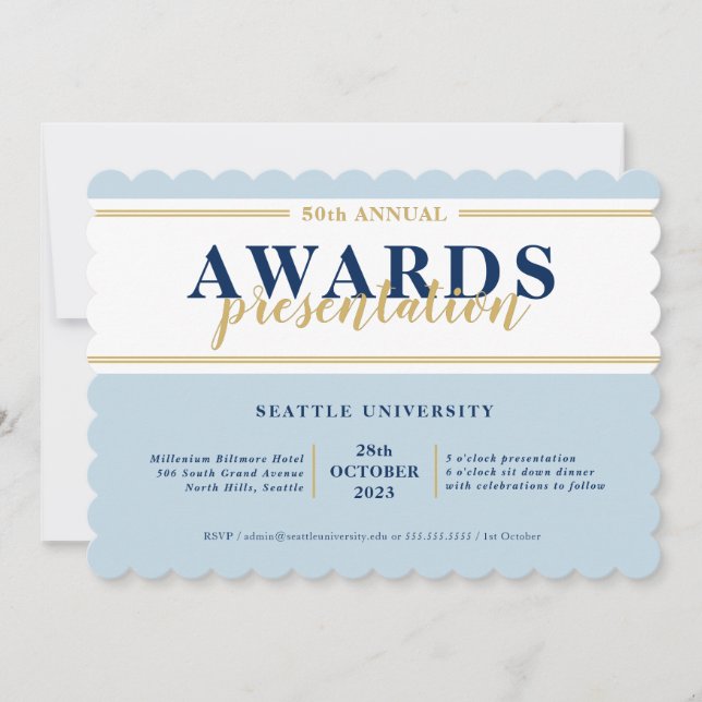 AWARDS DINNER modern event simple navy blue gold Invitation (Front)