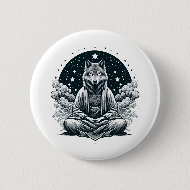 Aware Wolf 6 Cm Round Badge (Front)