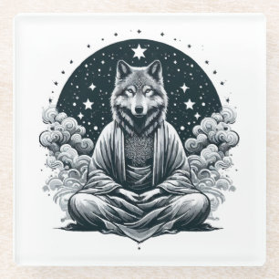 Aware Wolf Glass Coaster