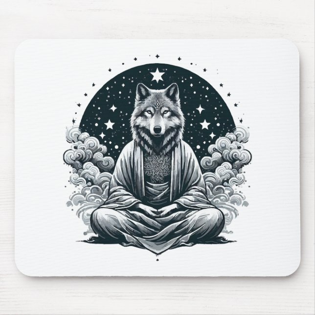 Aware Wolf Mouse Mat (Front)