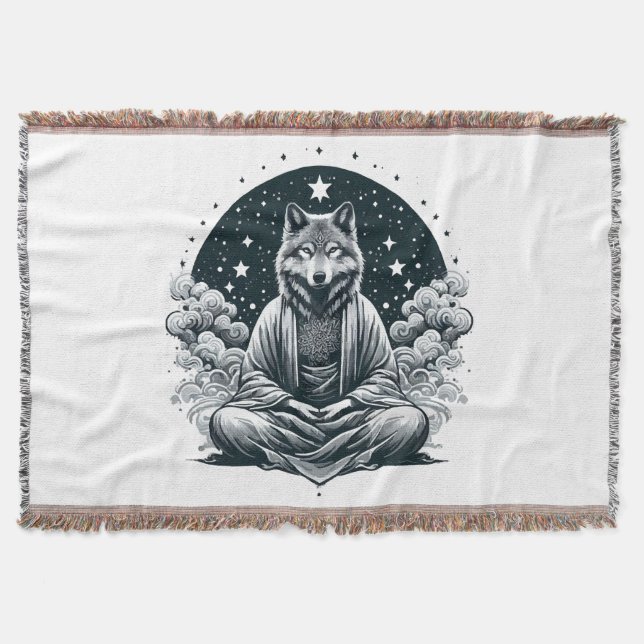 Aware Wolf Throw Blanket (Front)