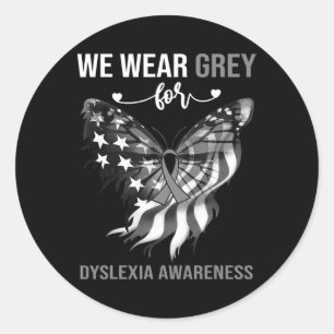 Awareness 4th July Grey Butterfly Classic Round Sticker