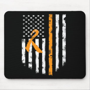 Awareness American Flag Orange Ribbon Tee  Mouse Mat