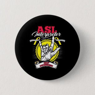 Awareness Asl Deafness Hearing Loss Warrior 6 Cm Round Badge