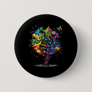Awareness Autism Puzzle Pieces Colourful Tree Neur 6 Cm Round Badge
