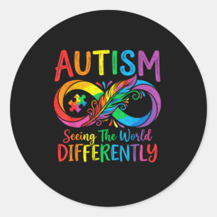 Awareness autism seeing the world differently classic round sticker