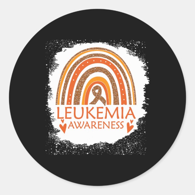 Awareness Bleached Rainbow Orange Ribbon Men  Classic Round Sticker (Front)