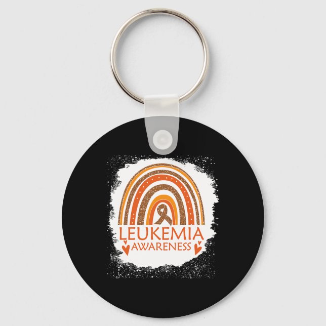 Awareness Bleached Rainbow Orange Ribbon Men  Key Ring (Front)
