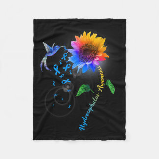 Awareness Blue Sunflower Hummingbird  Fleece Blanket