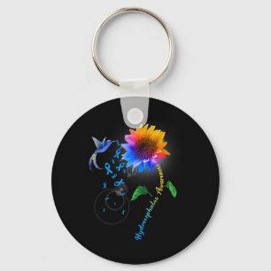 Awareness Blue Sunflower Hummingbird  Key Ring