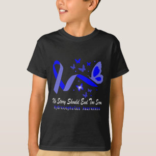 Awareness Butterflies Support Blue Ribbon  T-Shirt