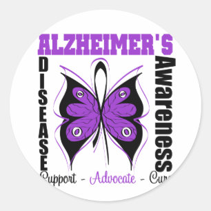 Awareness Butterfly Alzheimers Disease Classic Round Sticker