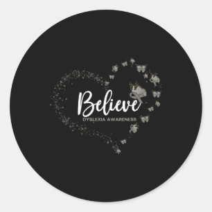 Awareness Butterfly Believe Classic Round Sticker