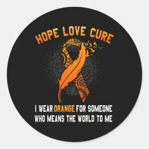 Awareness Cancer Orange Ribbon Family Support Gift Classic Round Sticker