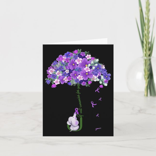 Awareness Cute Elephant I Will Remember For You  Card (Front)