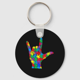 Awareness Day Autistic Child Asl Love Sign Languag Key Ring