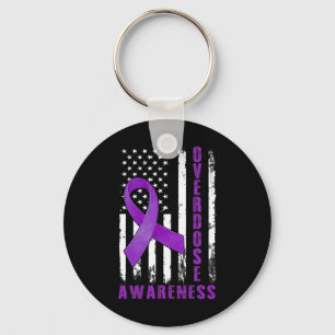 Awareness Day Usa American Flag Overdose Awareness Key Ring